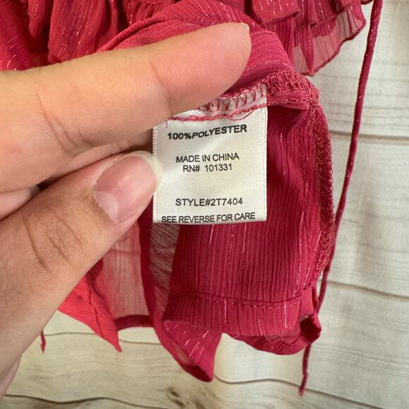 Charlotte Russe Pink Ruffled Neckline Blouse Size Medium - Picture 5 of 6